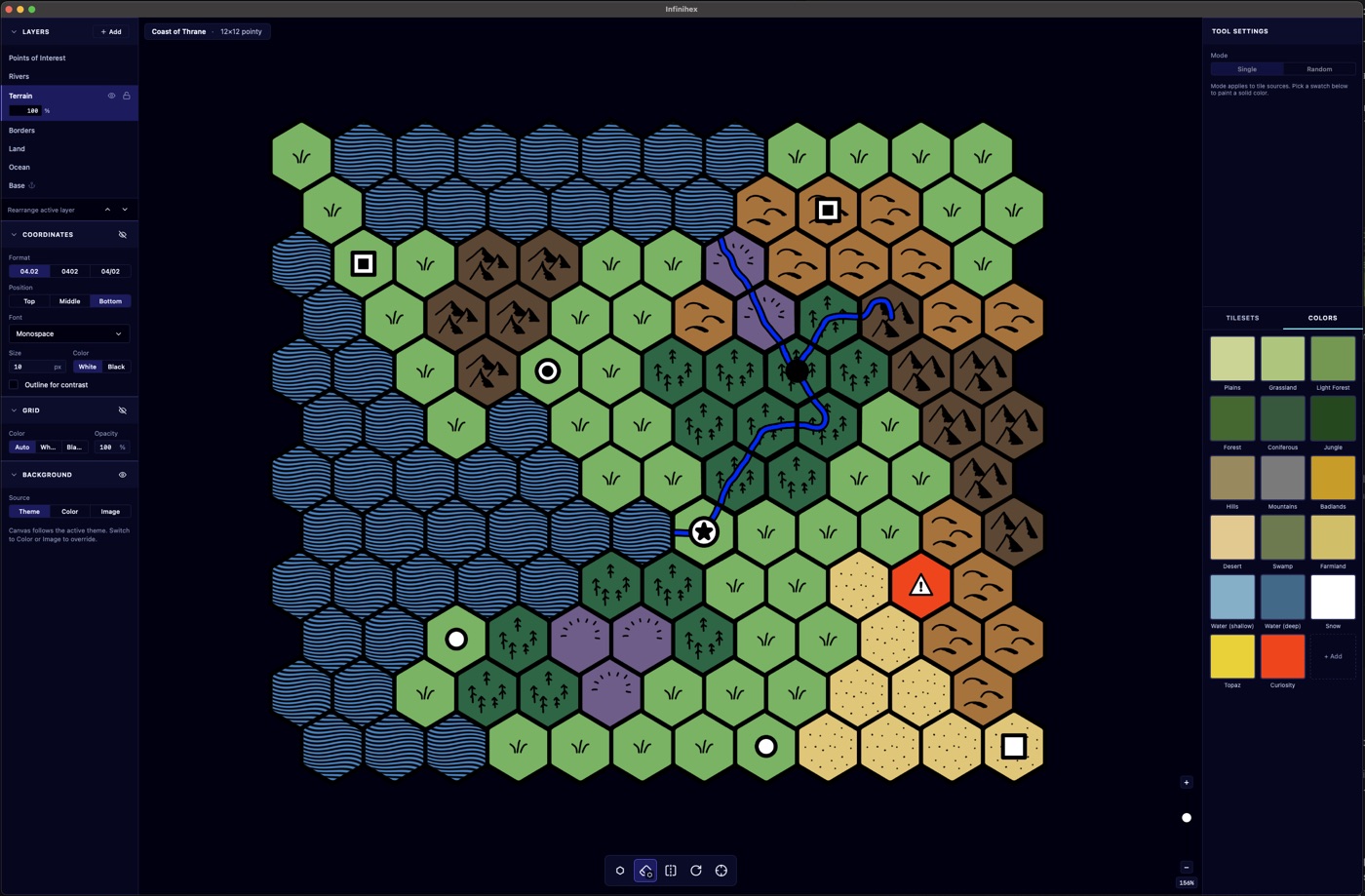 Infinihex map editor: painting a hex map with tile art