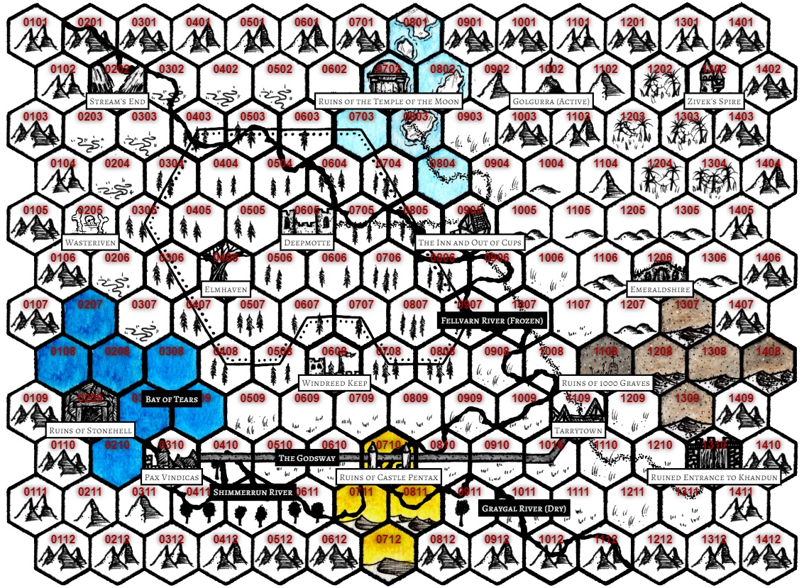 The Blackthorn Hollow campaign map — the small, well-explored world my ShadowDark tables have outgrown